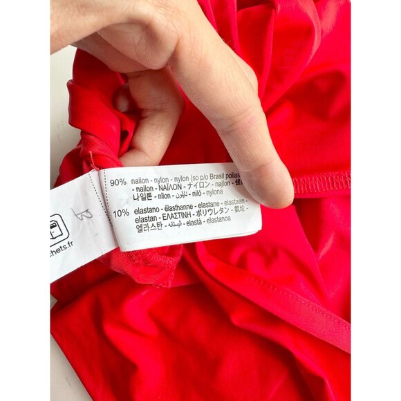 NWT ZARA Red Jersey Asymmetrical One Shoulder Cut-Out Ruched Midi Dress, Size S - Picture 11 of 12